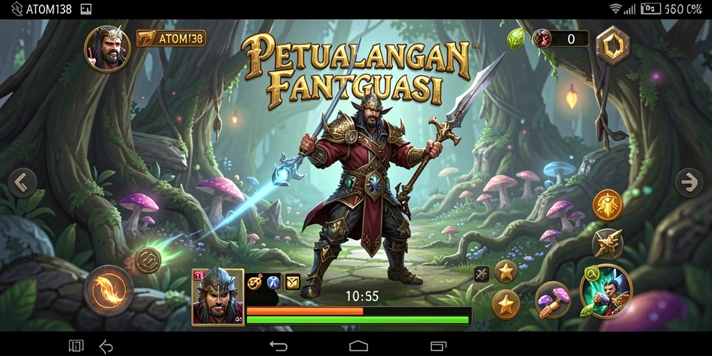 Tampilan visual yang menakjubkan dari gameplay RPG ATOM138.