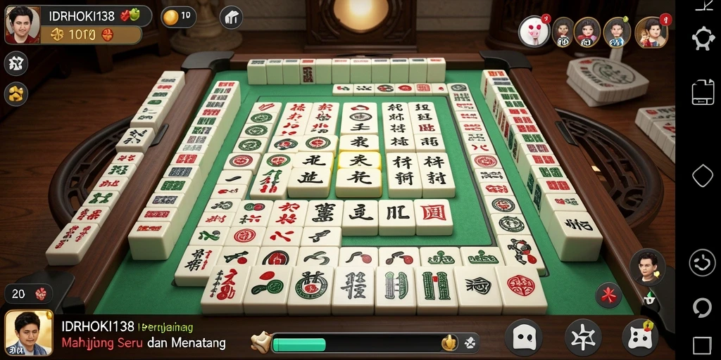 Screenshot game IDRHOKI138 menampilkan gameplay Mahjong yang menarik.