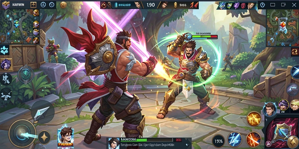 Screenshot gameplay KAKWIN dengan aksi pertempuran yang seru.