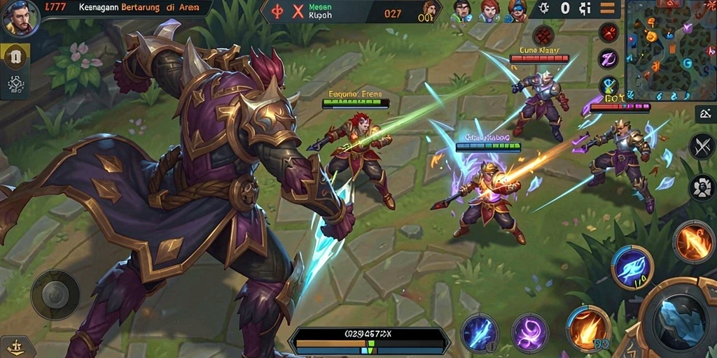 Screenshot L777 menampilkan pertempuran seru di arena MOBA.