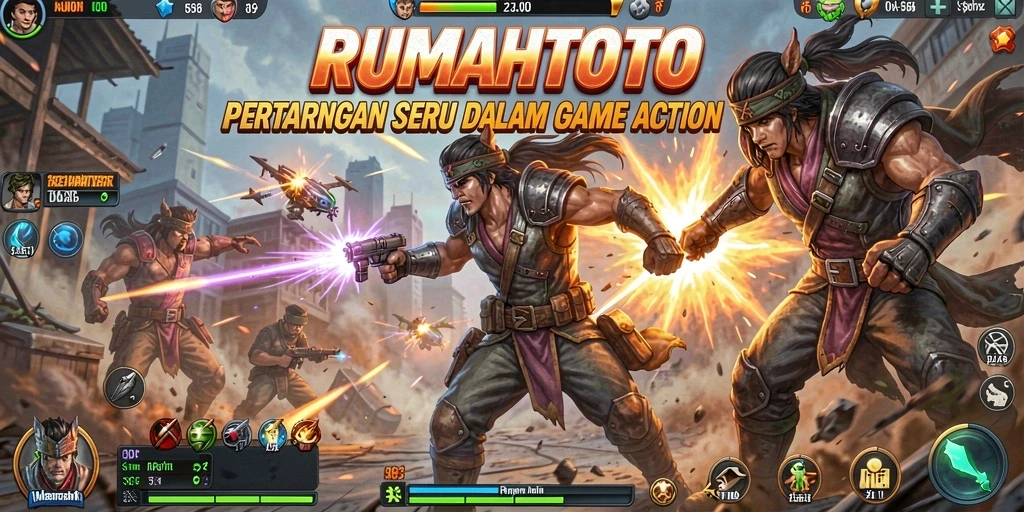 Screenshot RUMAHTOTO yang menampilkan aksi mendebarkan dari pertempuran.