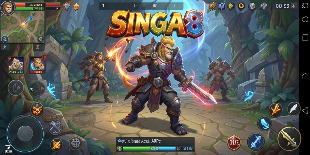 Tampilan seru gameplay ARPG SINGA8 dengan pertarungan yang dinamis.